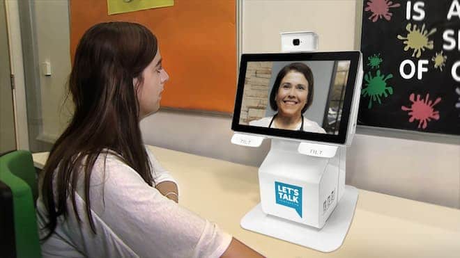 telehealth kiosk lets talk interactive by Olea Kiosks